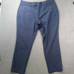 Sene Pants Mens‎ 32x25 Blue Custom Tailored FlexTech Flat Front Stretch Golf